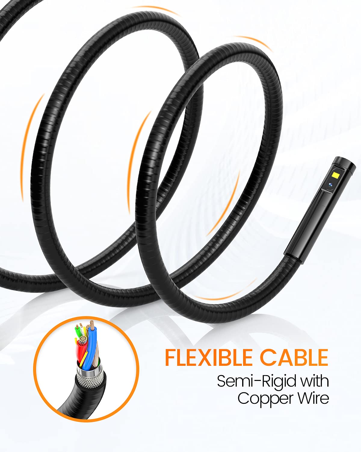 Dual Lens Inspection Camera with Light, 5 IPS Screen, 16.4ft Flexible Probe, 1080p T601041