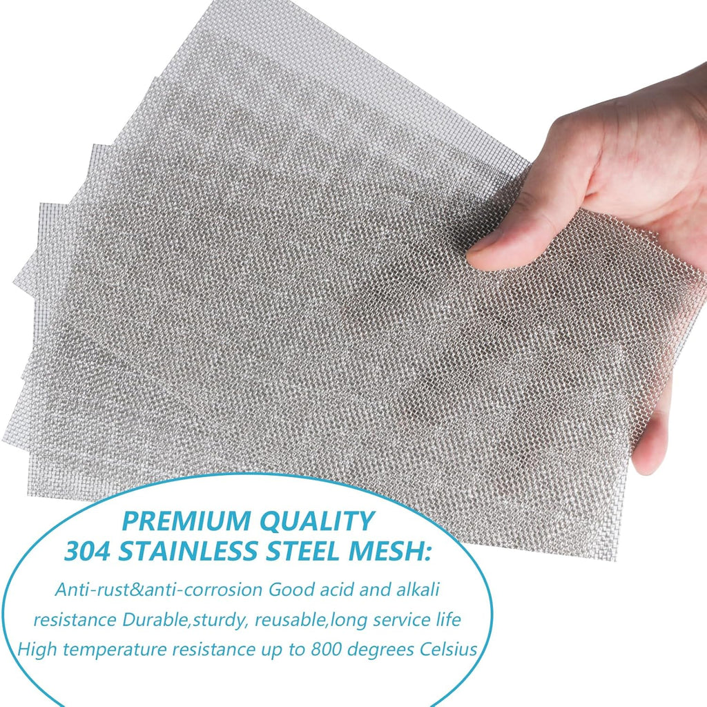 5 Pcs 20 Mesh 304 Stainless Steel Woven Wire Mesh 6" x 8" Metal Mesh Sheet U635306