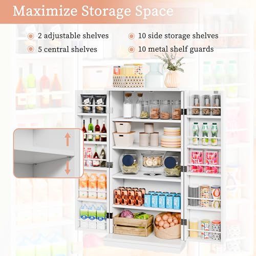 Black Wooden Pantry Cabinet with Doors and Adjustable Shelves R5718