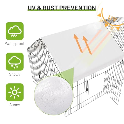 Large Metal Chicken Coop with Run, 9.8×13.1×6.6ft Walk-in Poultry Cage with Cover R52246