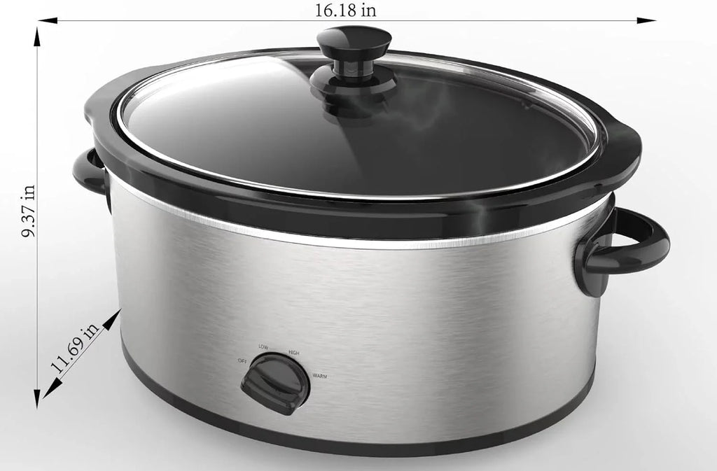 6 Quart Oval Stainless Steel Slow Cooker with Glass Lid G9164