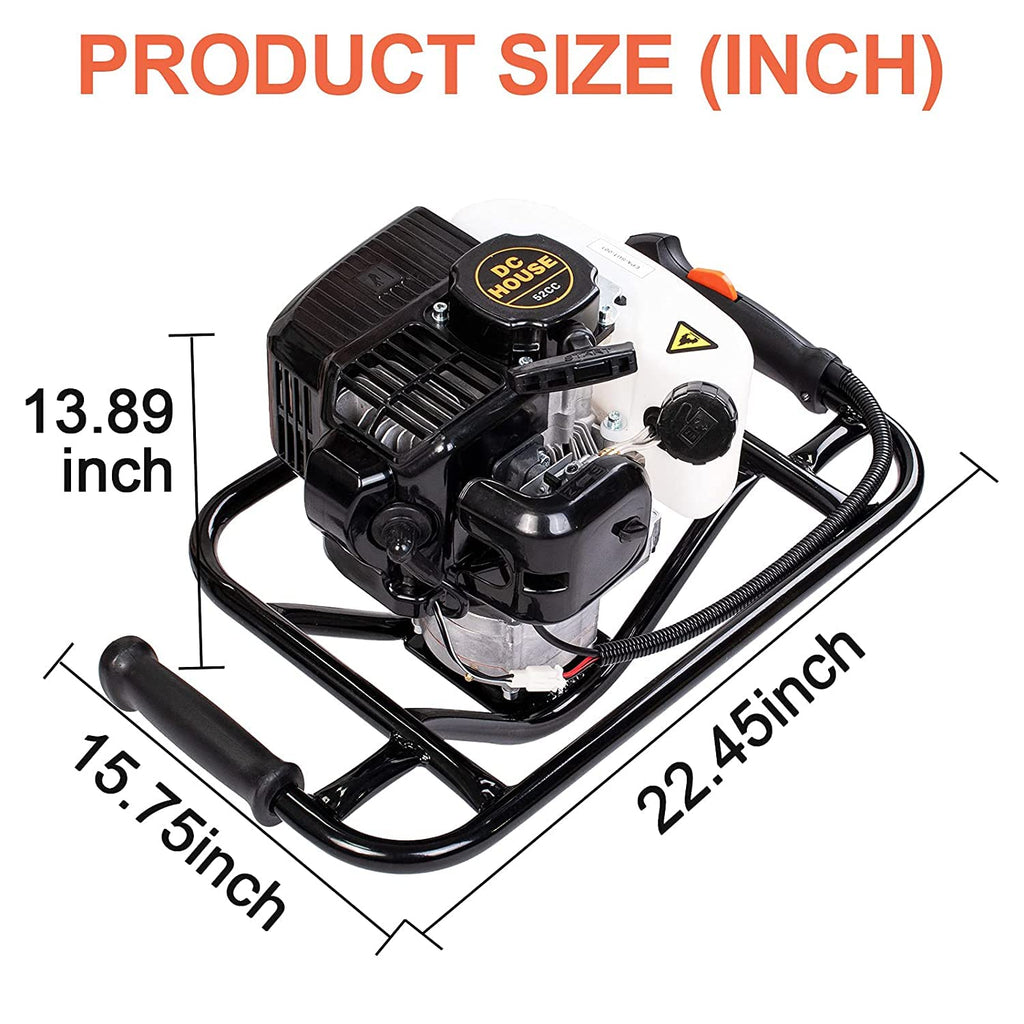 52cc 2.4HP Gas Powered Post Hole Digger with Two Earth Auger Drill Bit 6" & 10" S447