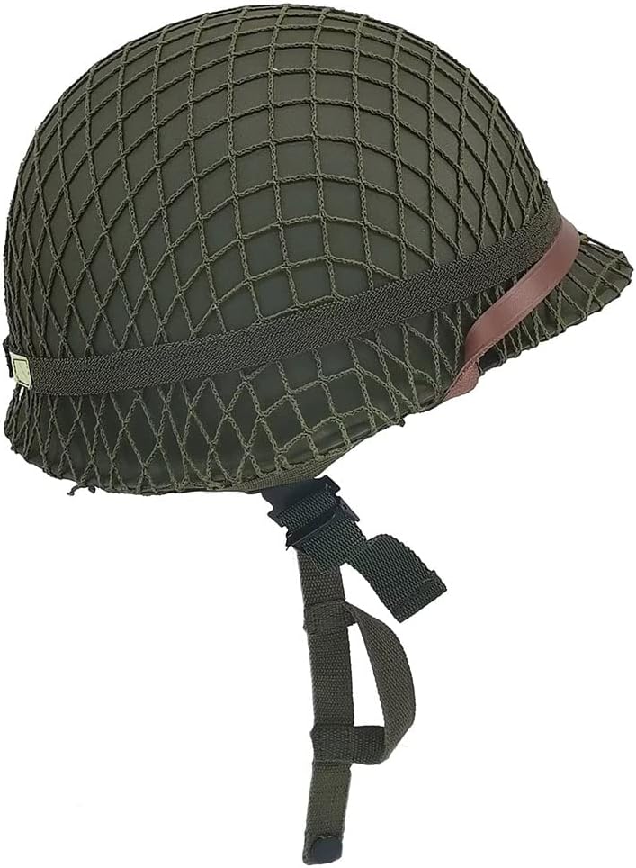 WW2 US Army M1 Helmet Steel Shell with Net Canvas Chin Strap Cat Eye Band H30725