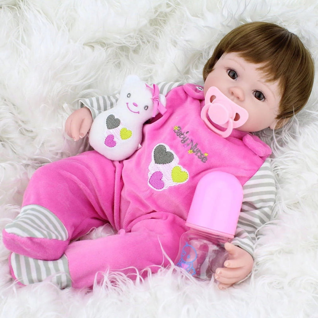 18" Handmade Reborn Silicone Vinyl Baby Doll with Hair A700