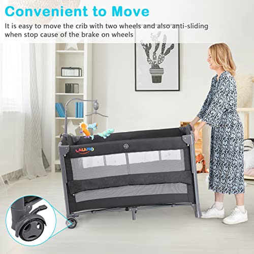 Dark Grey 3 in 1 Baby Bassinet Bedside Sleeper Crib Y621847