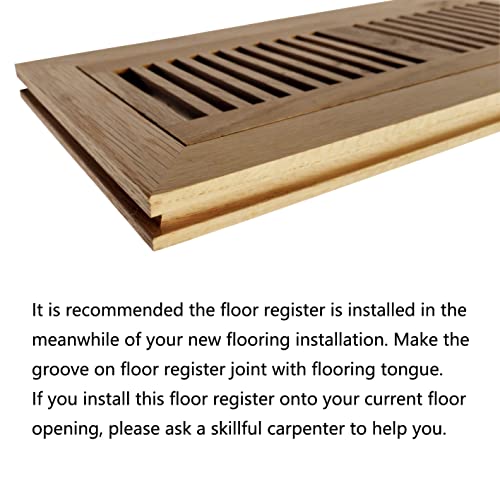 White Oak Wood Floor Register Vent, 4x12 Inch Y9010