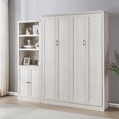 Queen Size Murphy Wall Bed with 1 Side Cabinet Storage Shelf N231856