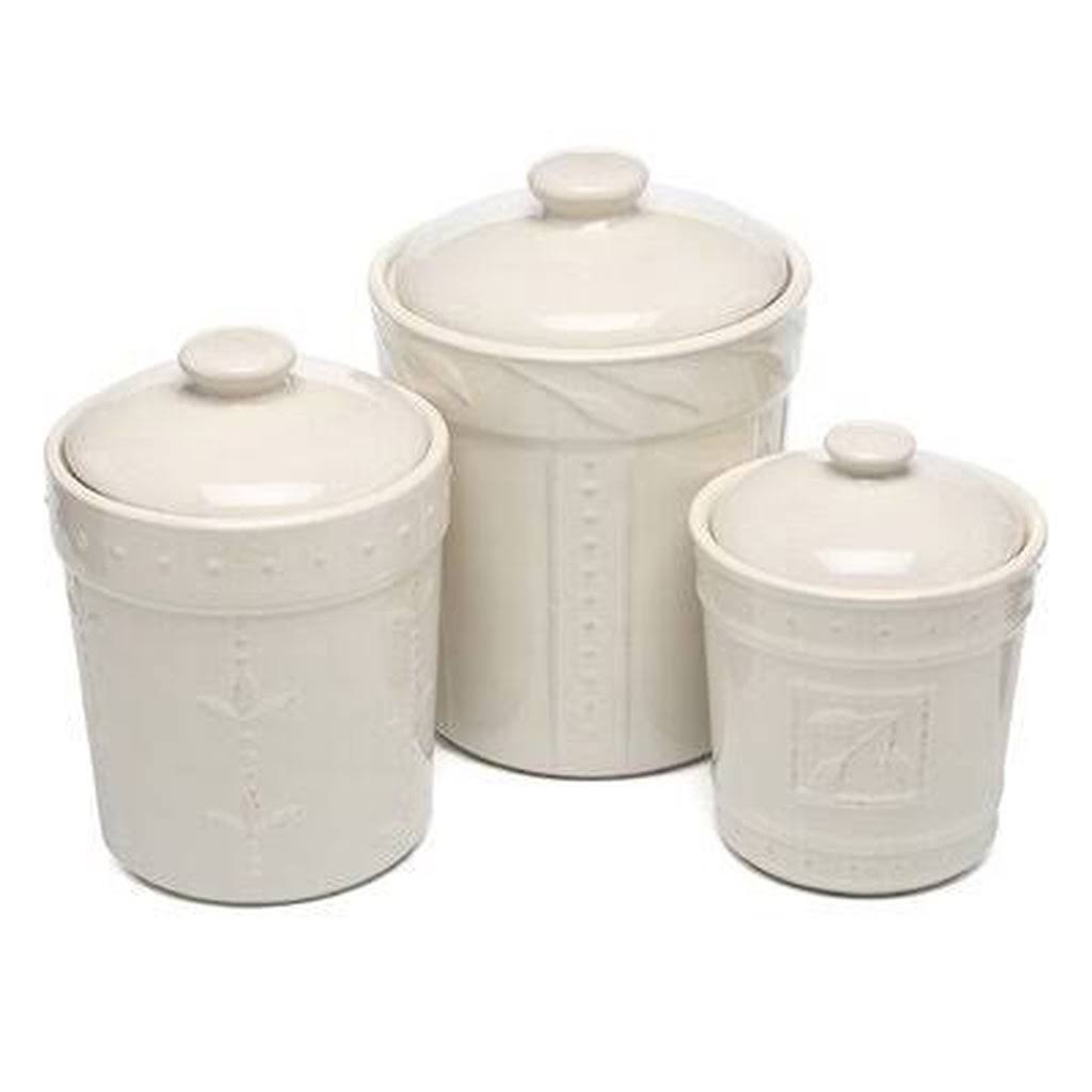 3 Piece Ivory Kitchen Canister Set U962896