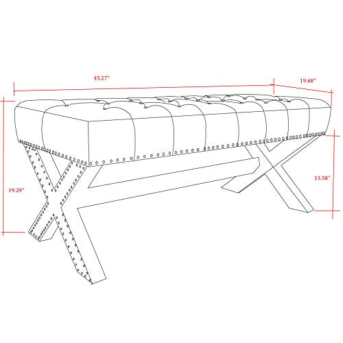 Dark Grey Velvet Bench U114