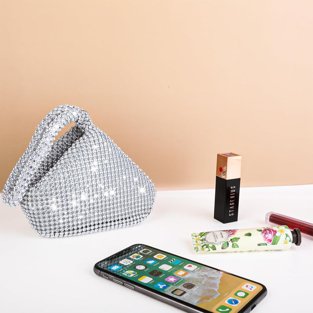 Silver Rhinestone Clutch Bag (Large) W235345