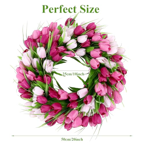 20Inch Silk Tulip Wreath with Green Leaves S653