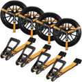 4 Pack Ratchet Car Tie Down Strap with Flat Hooks 2" x 144'' Heavy Duty 10,000lbs Min Break Strength Tire Straps T196627