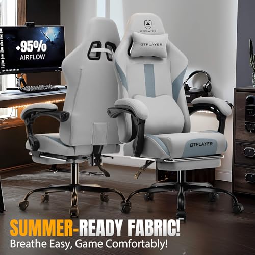 Coal-Black Gaming Chair with Foot Rest D70599
