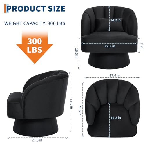 Black Teddy Fabric Swivel Barrel Accent Chair G844252