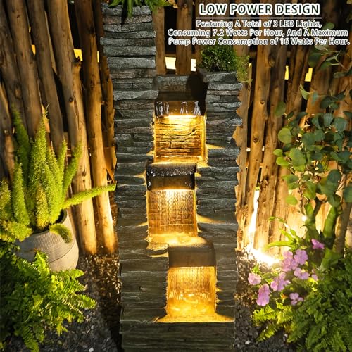 37.4 inches Tall Freestanding Fountain with LED Lights F8989