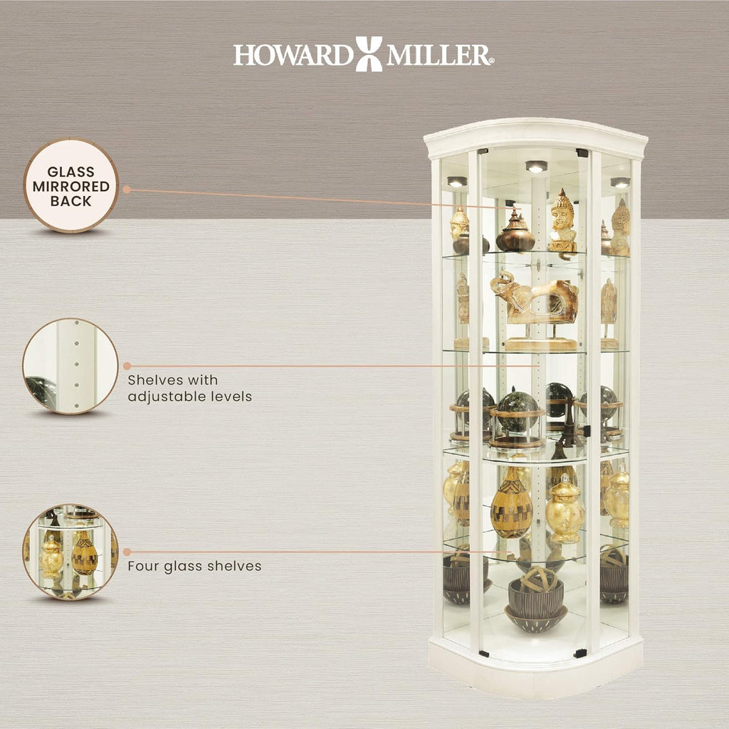 Aged Linen Finish Corner Curio Cabinet with Four Glass Shelves R585341