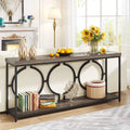 70.9" Extra Long Console Table, Rustic Brown & Black Z29269