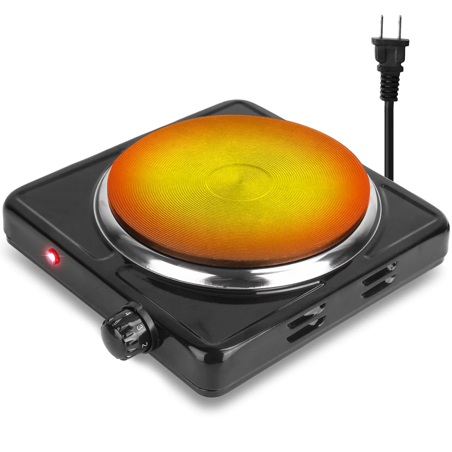 Black Electric Countertop Single Burner with Cast Iron Hot Plate I556404