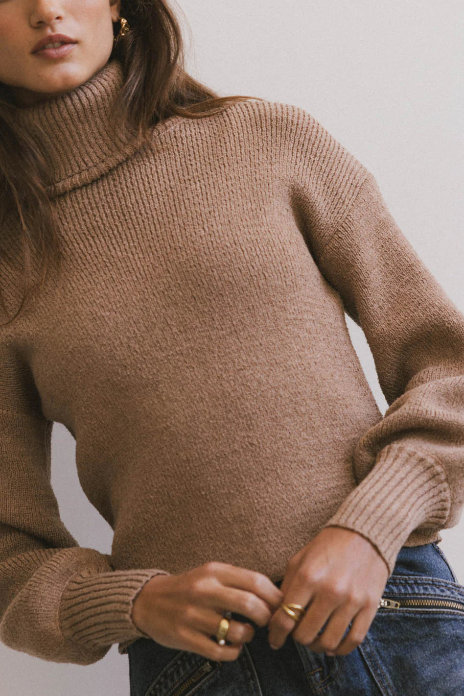 Brown Turtleneck Sweater H85412