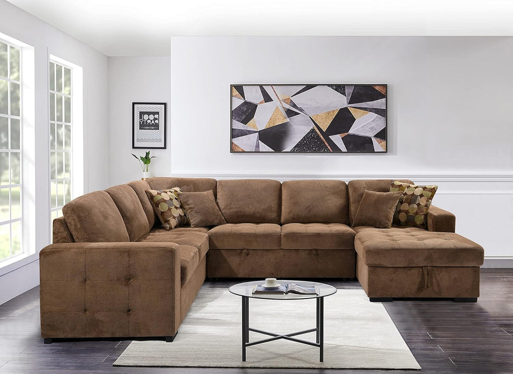 Oversized Sectional Sofa with Storage Chaise and 4 Throw Pillows Q3676