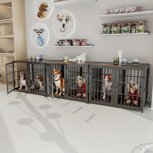 Large Wooden Dog Crate Furniture with Removable Divider K89923