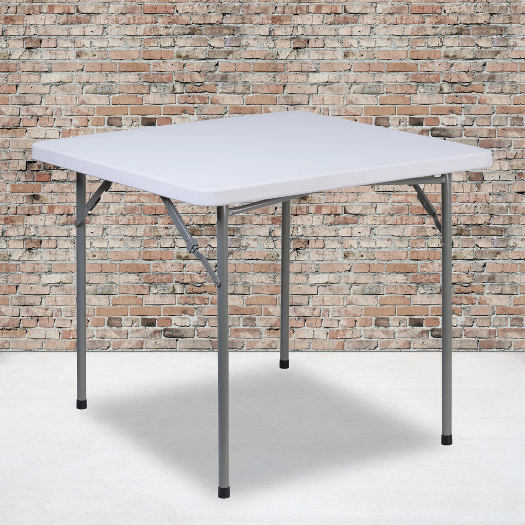2.81-Foot Square Granite White Plastic Folding Table X71370