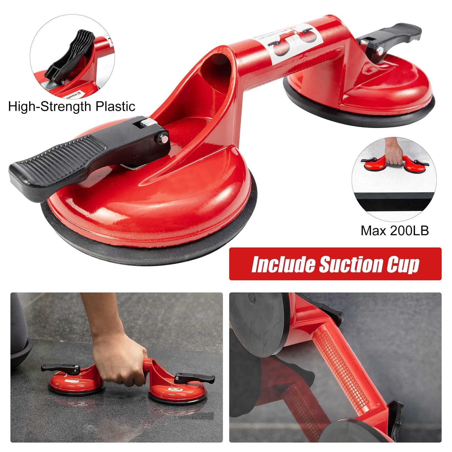 Floor Gap Fixer Tool with Double Aluminum Suction Cup, Rubber Mallet and Foam F16475