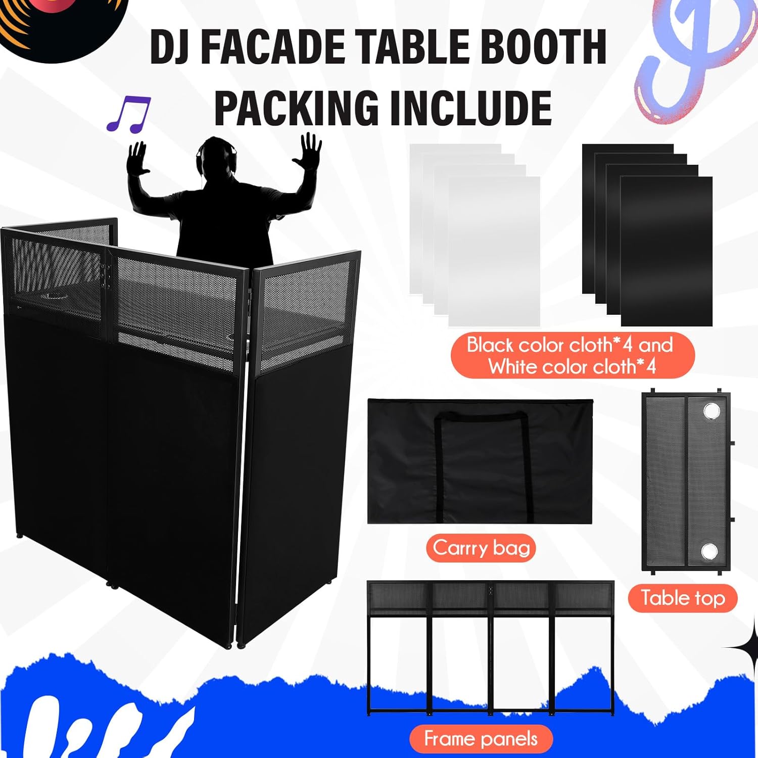 Black Metal Frame DJ Facade Booth Q43139