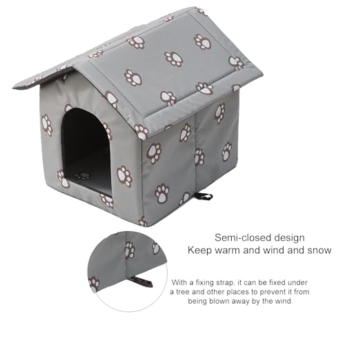 Black Weatherproof Insulated Cat House with Transparent Curtain N298176
