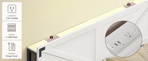 White Queen Size Headboard with LED Lights G565403