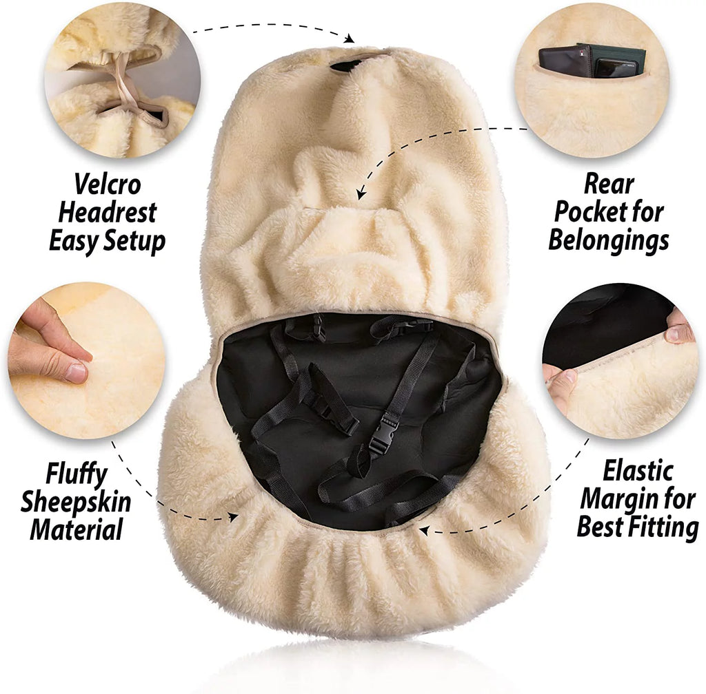 Genuine Sheepskin Ivory Car Seat Cover B354321