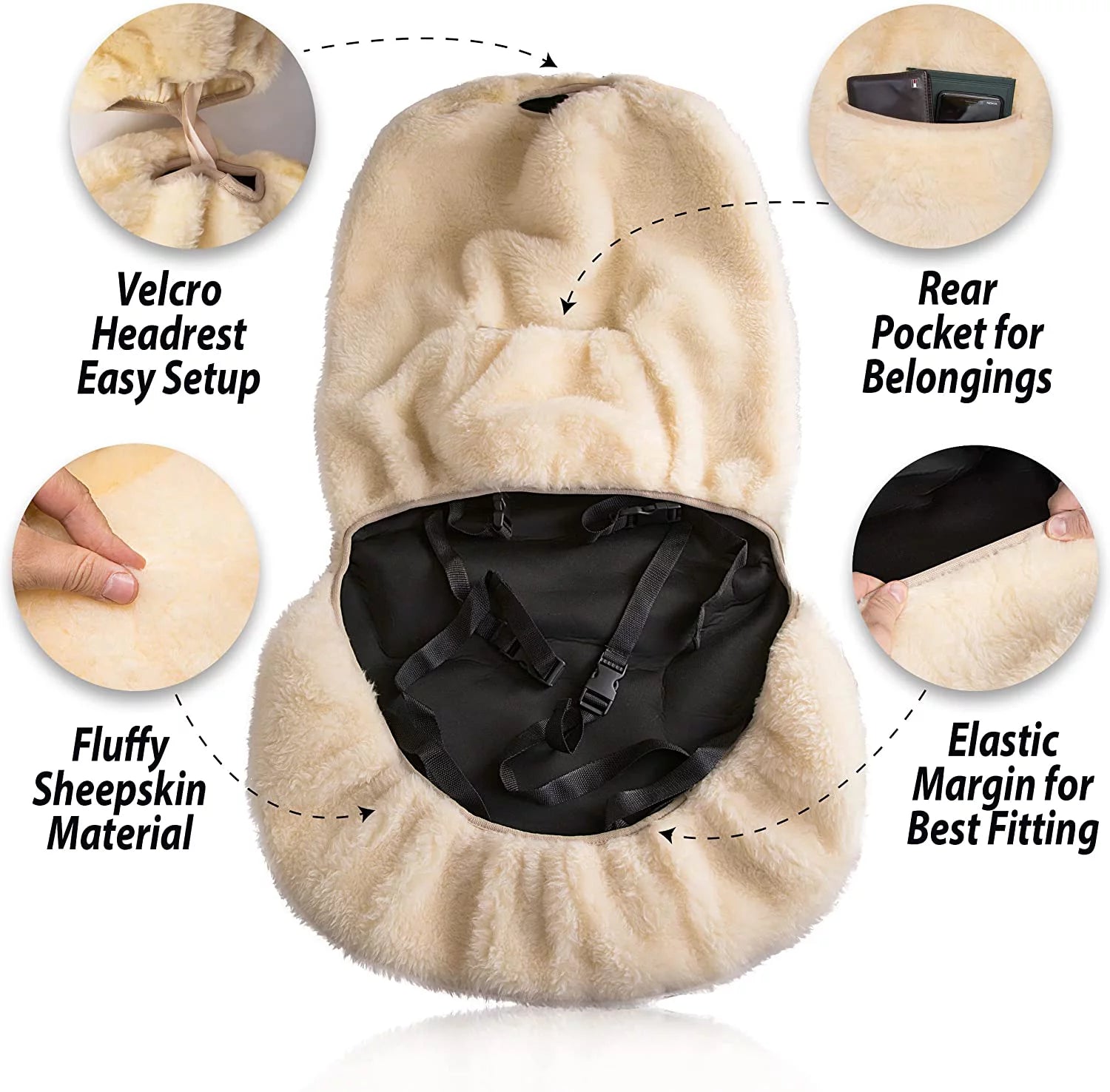Genuine Sheepskin Ivory Car Seat Cover B354321