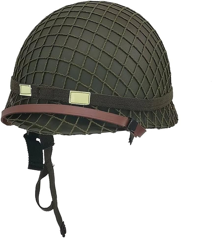 WW2 US Army M1 Helmet Steel Shell with Net Canvas Chin Strap Cat Eye Band H30725