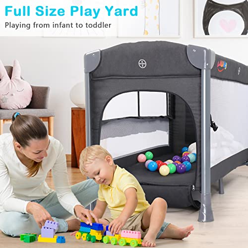 Dark Grey 3 in 1 Baby Bassinet Bedside Sleeper Crib Y621847