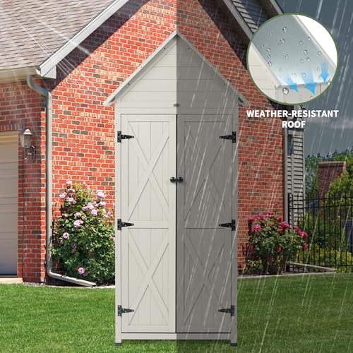 71" Wooden Outdoor Storage Shed with Adjustable Shelves S563