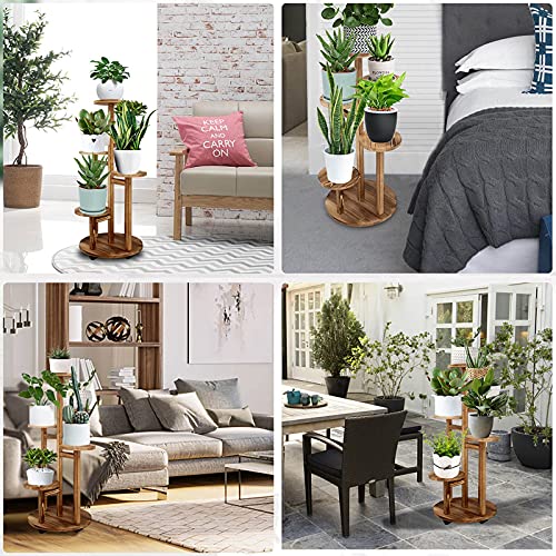 5 Tiered Walnut Wood Plant Stand W566