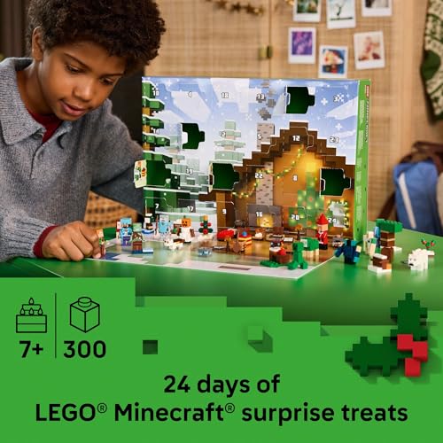 LEGO Minecraft Advent Calendar Building Toy with 24 Buildable Surprises and 8 Minifigures X119