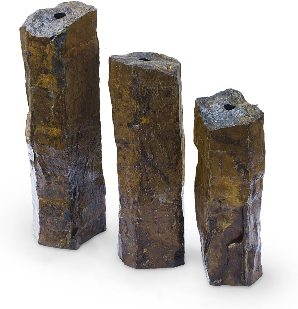 Set of 3 Basalt Stone Fountain Columns K44818