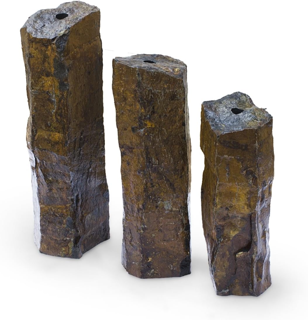 Set of 3 Basalt Stone Fountain Columns K44818