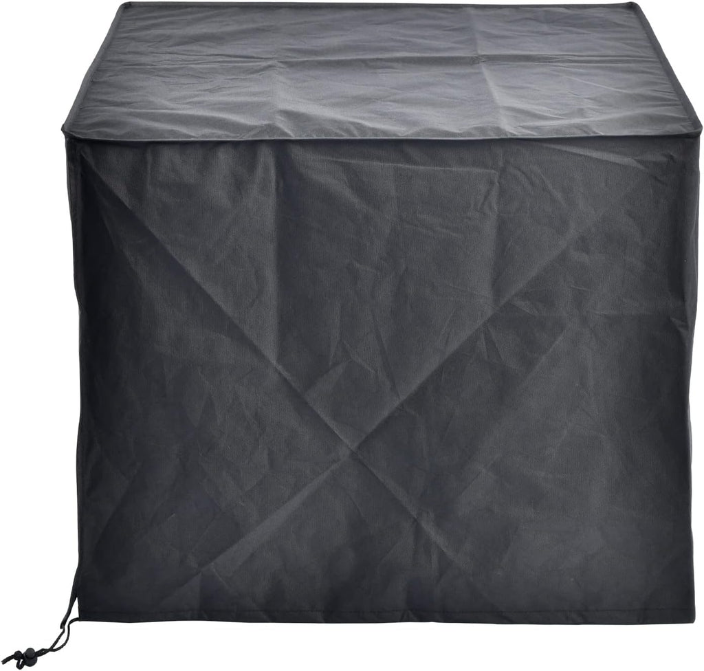 42 inch Outdoor Rectangle Propane Fire Pit Table with Lid, Grey Wicker L42519