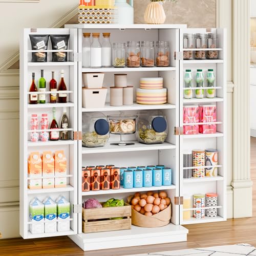Black Wooden Pantry Cabinet with Doors and Adjustable Shelves R5718