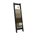 6 Tier Blanket Ladder Shelf with 4 Metal Hooks, Rustic Brown A11942
