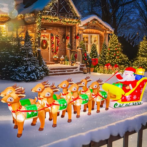14 FT Santa Claus Inflatable Outdoor Decoration with Gift Bag and Built-in LED Lights E7011