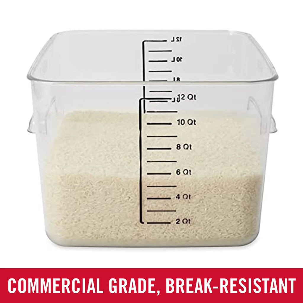 Plastic Square Food Storage Container, 12 Quart, Clear L7738