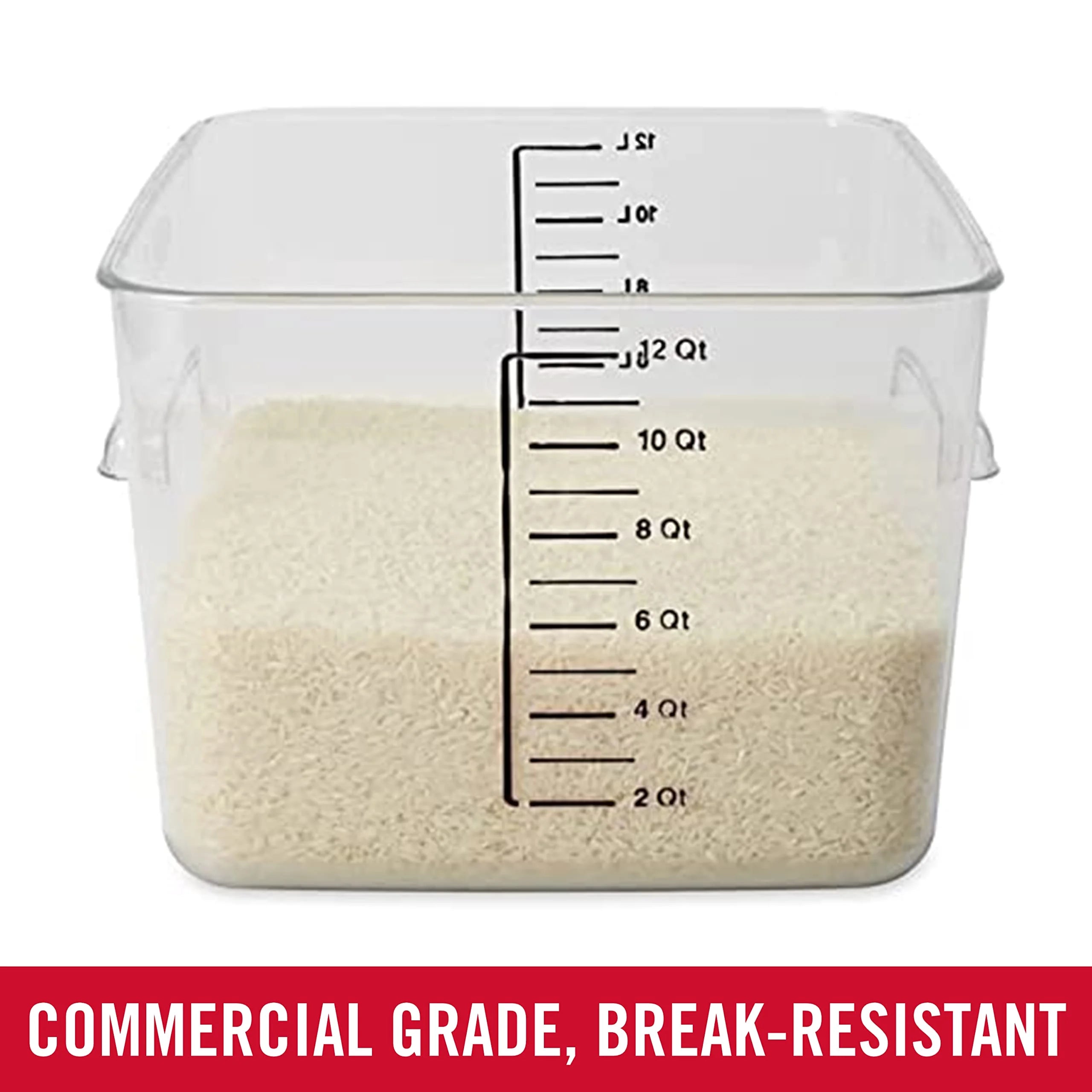 Plastic Square Food Storage Container, 12 Quart, Clear L7738