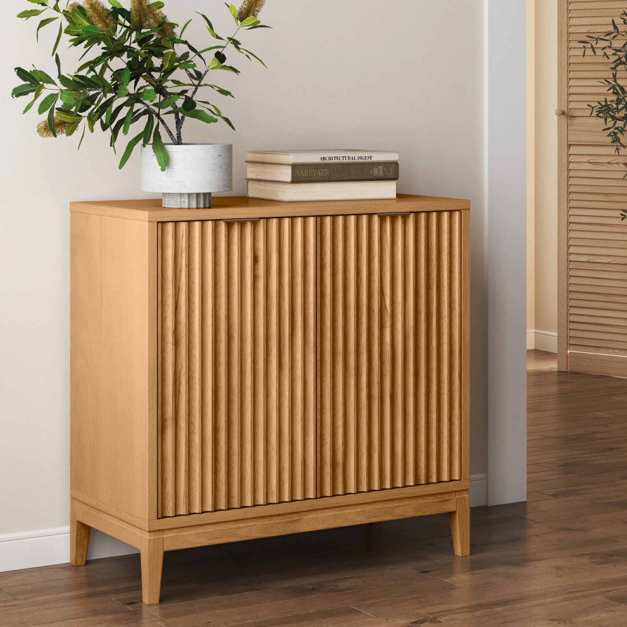 Natural Brown Sideboard with Fluted Doors Q3974