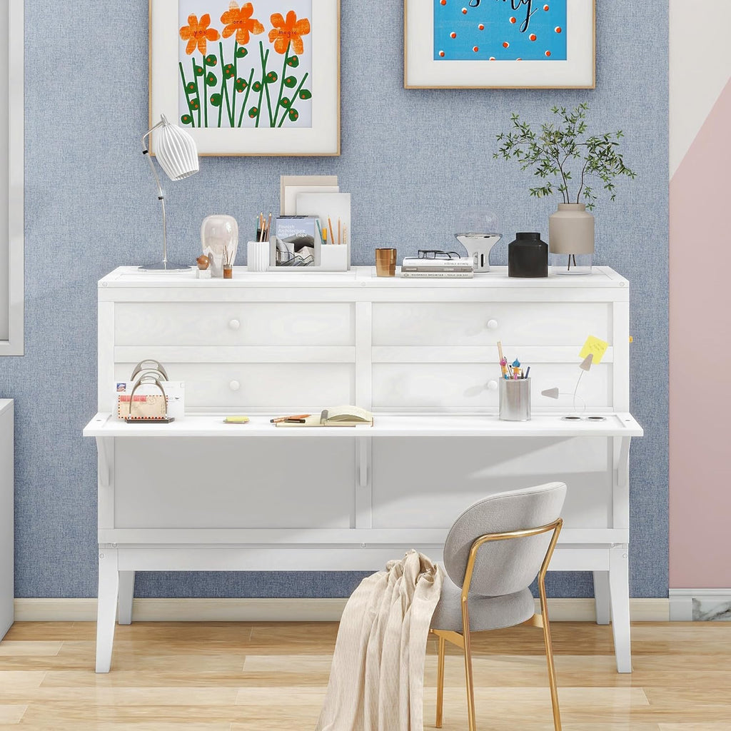 White Wood Queen Murphy Bed Y43570
