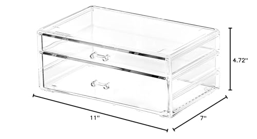 Acrylic Storage Desk Box with 3 Drawers Plastic Makeup Organizer Containers Bins B5722
