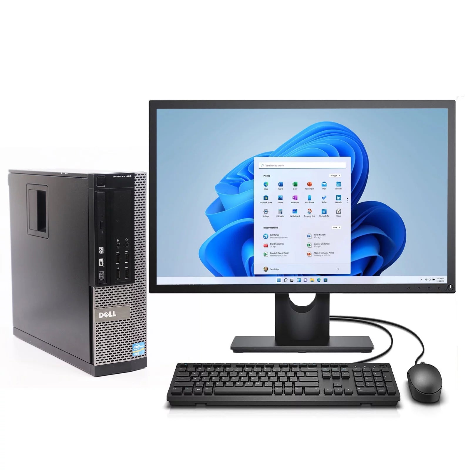 Used Dell OptiPlex 990 Desktop Computer PC, Intel Core i5 Quad-Core Gen 2, 8GB 1TB with 2x 22" LCD's Wi-Fi Windows 11 64bit E1449