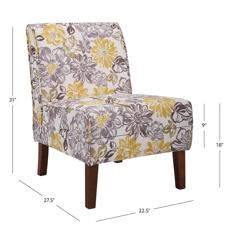 Gray Yellow Fabric Floral Accent Chair Z930916